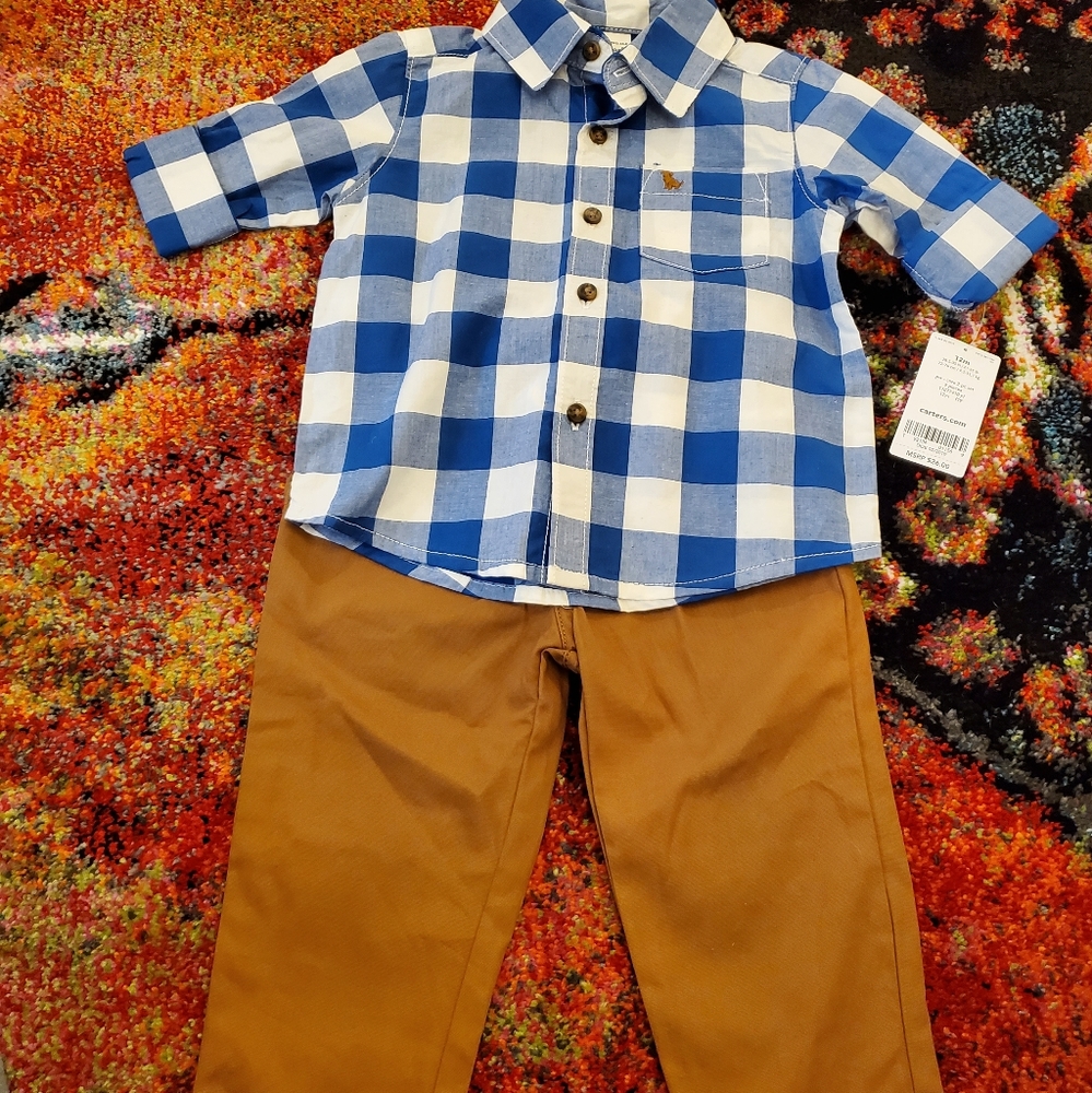 Carter's button up shirt and pants set
